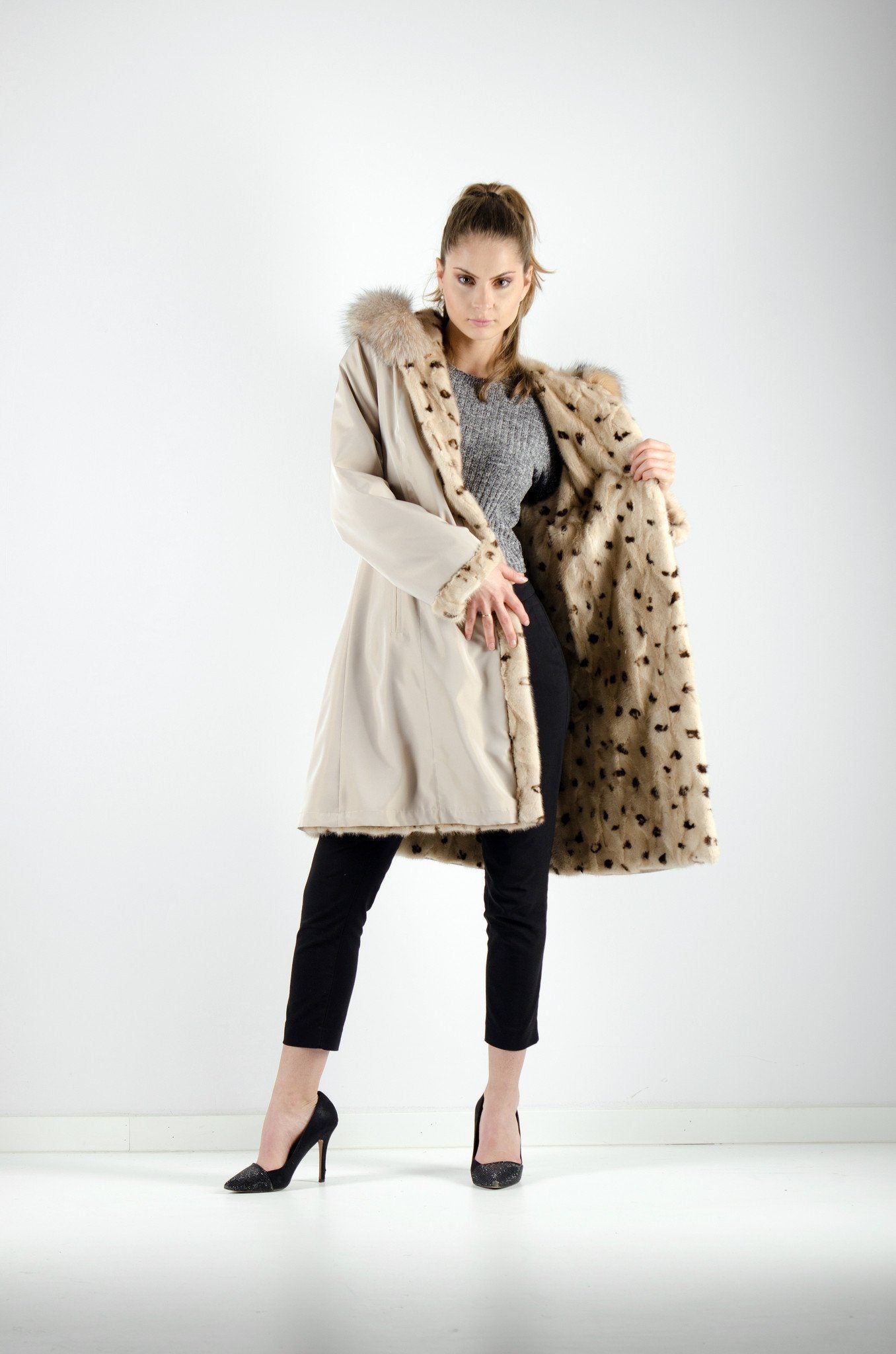 14 | Hooded Mink Fur Reversible Coat Coats Starlight Furs 