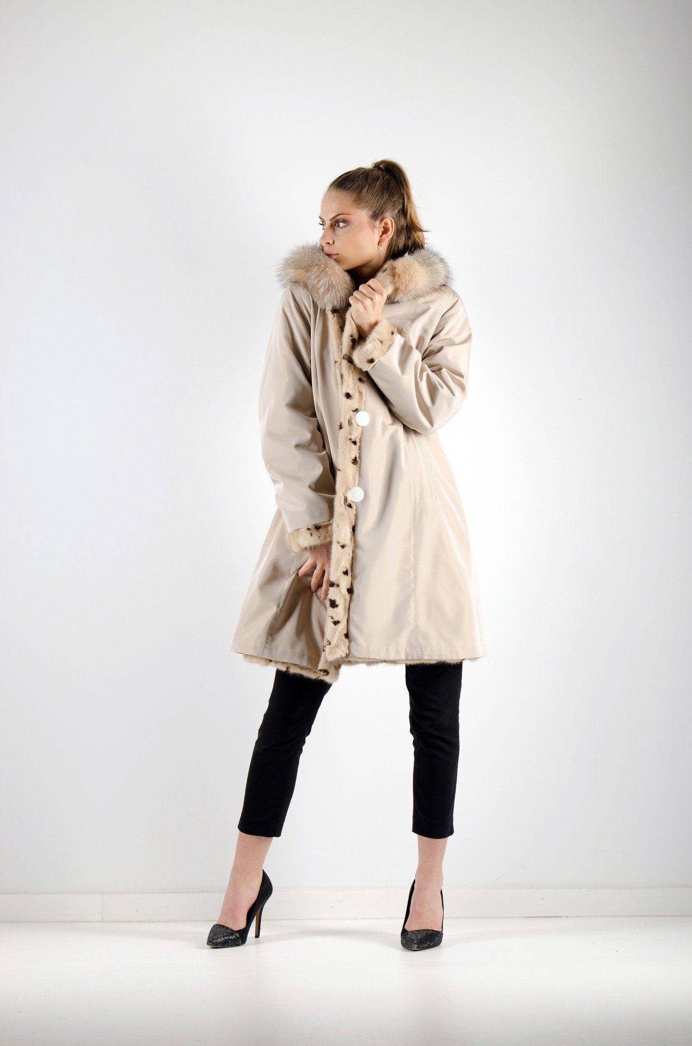 14 | Hooded Mink Fur Reversible Coat Coats Starlight Furs 