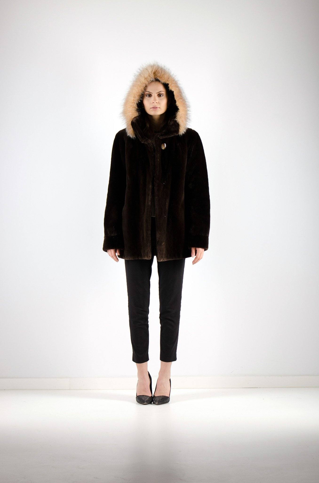 42 | Hooded Sheared Beaver Fur Jacket Jackets Starlight Furs