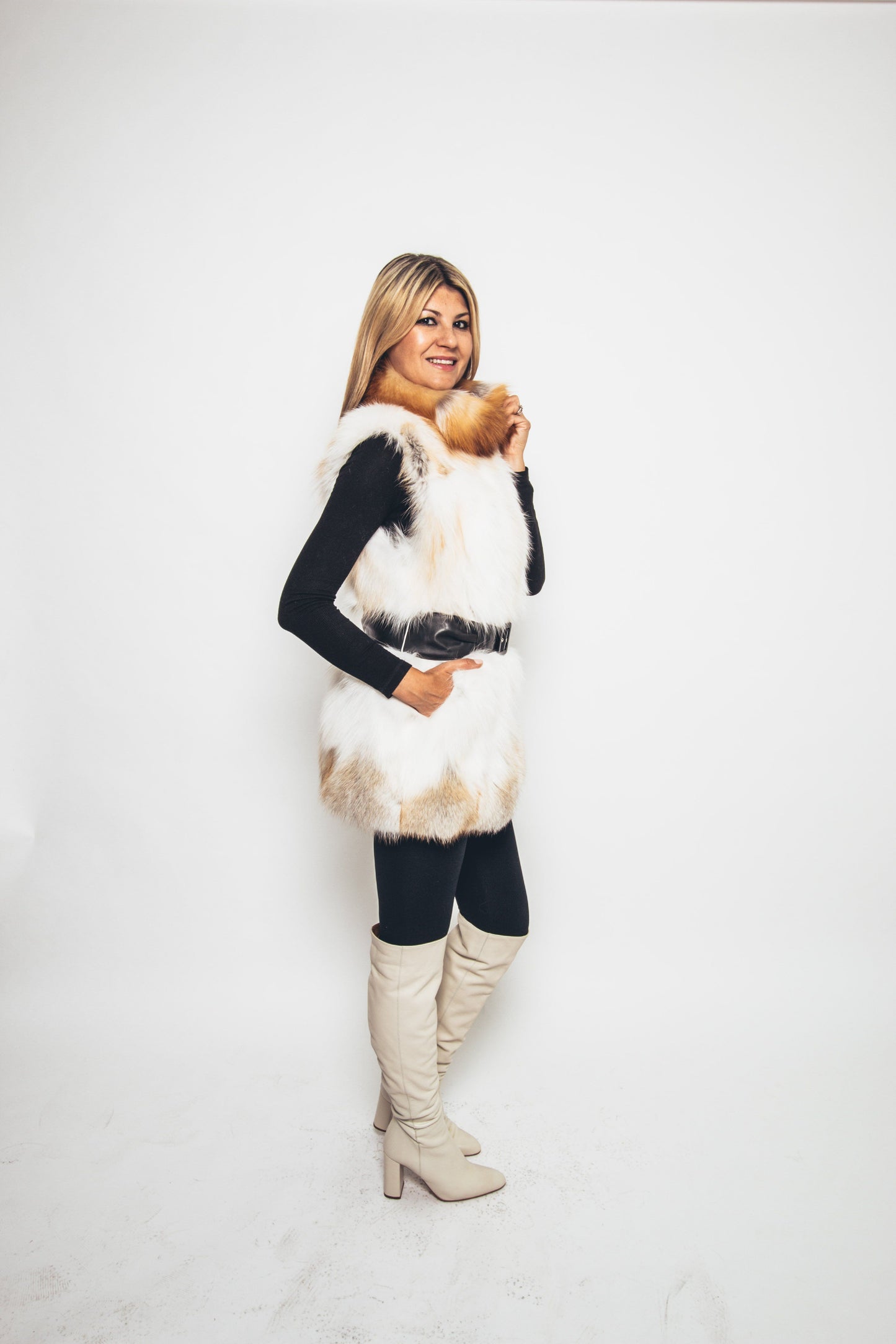 62 | Patchwork Fox Vest Vests Starlight Furs