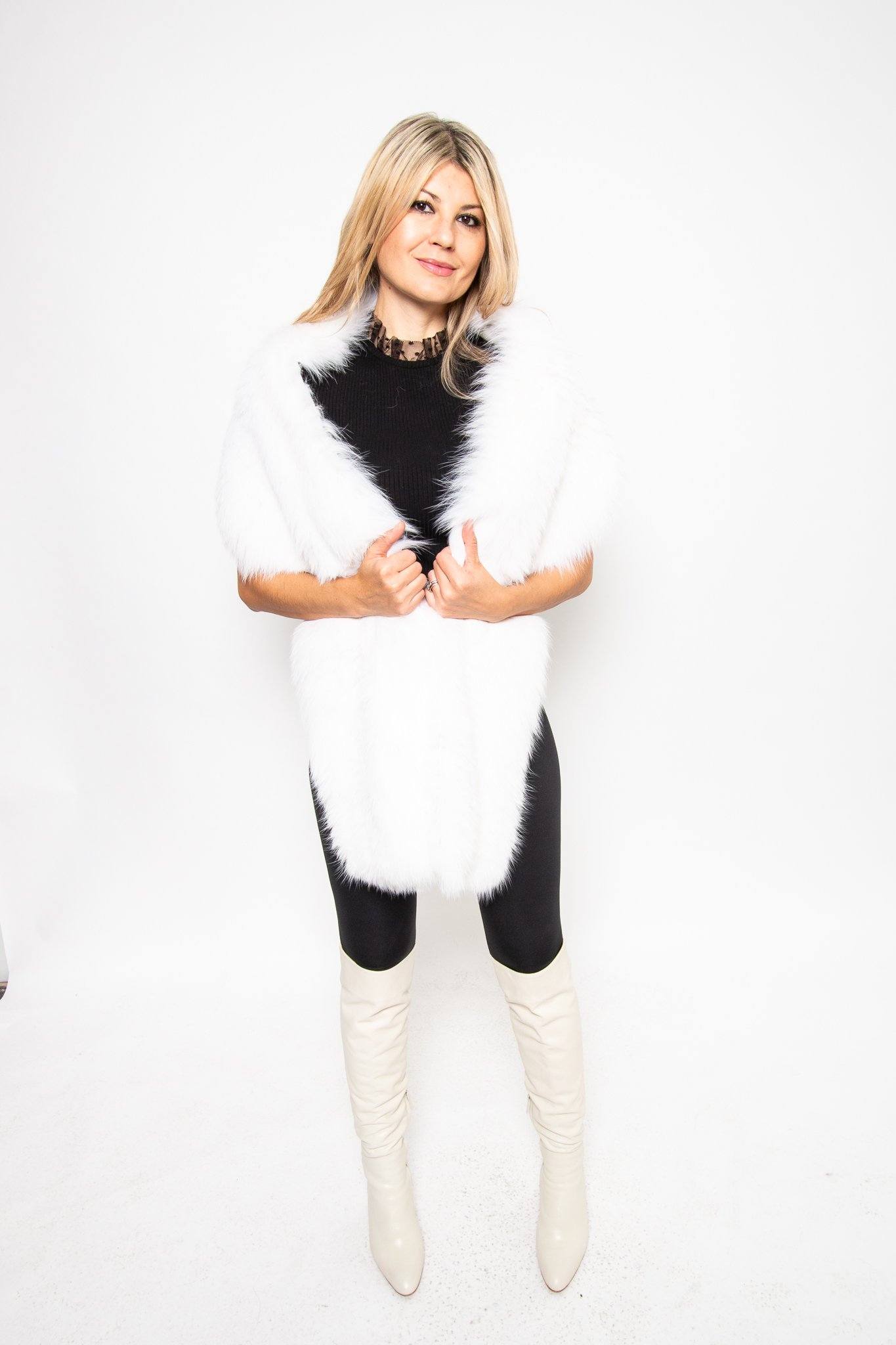 96 | White Fox Fur Stole Wrap | Starlight Furs Accessories Starlight Furs