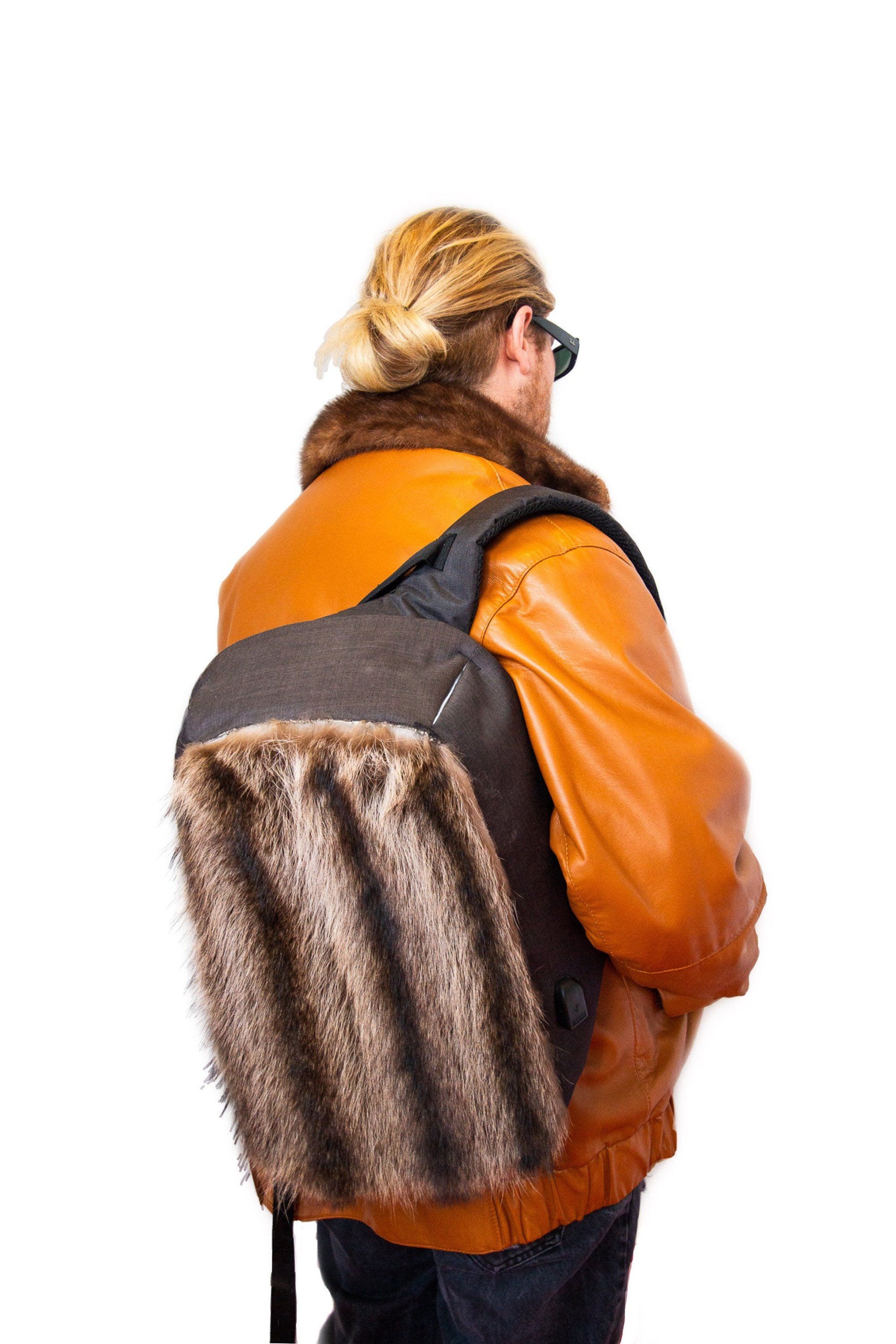 Backpack Nylon / Raccoon fur Accessories Starlight Furs