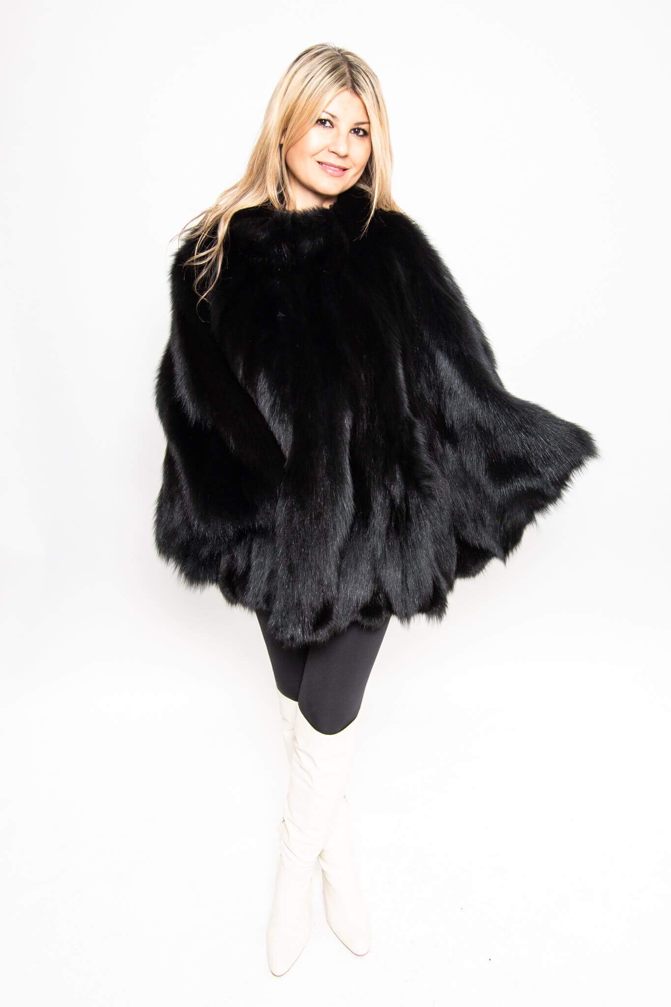 Black Fox Patchwork Cape Capes Starlight Furs 