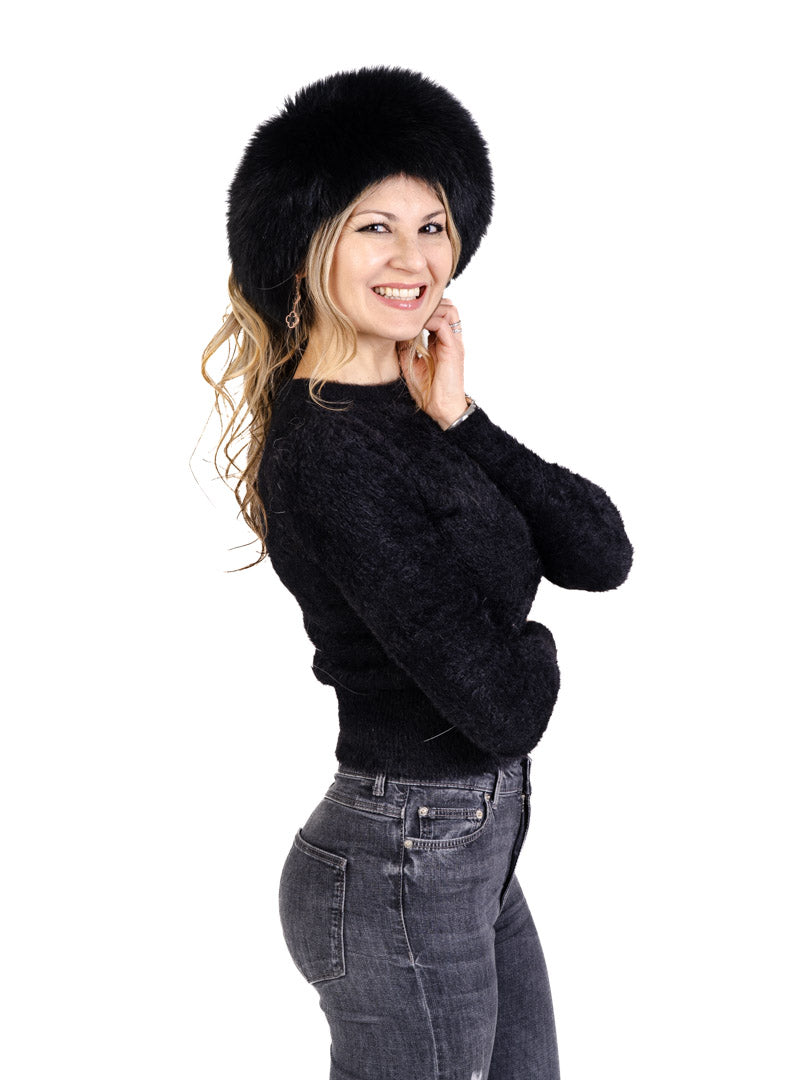 Fox Fur Headband or Neck Warmer Accessories Starlight Furs Black Fox 