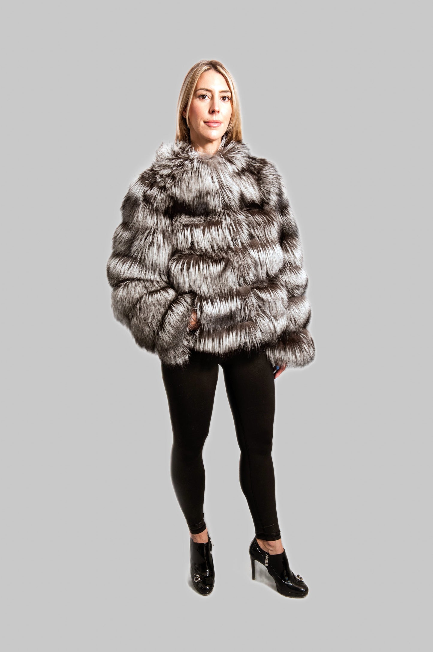 Fox Fur Short Jacket Starlight Furs S Silver Fox 