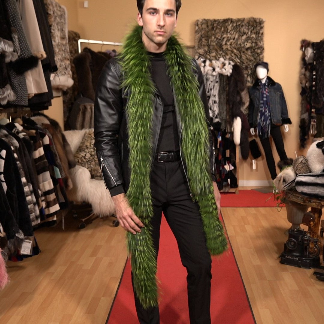 Long Green Fox Scarf Accessories Starlight Furs