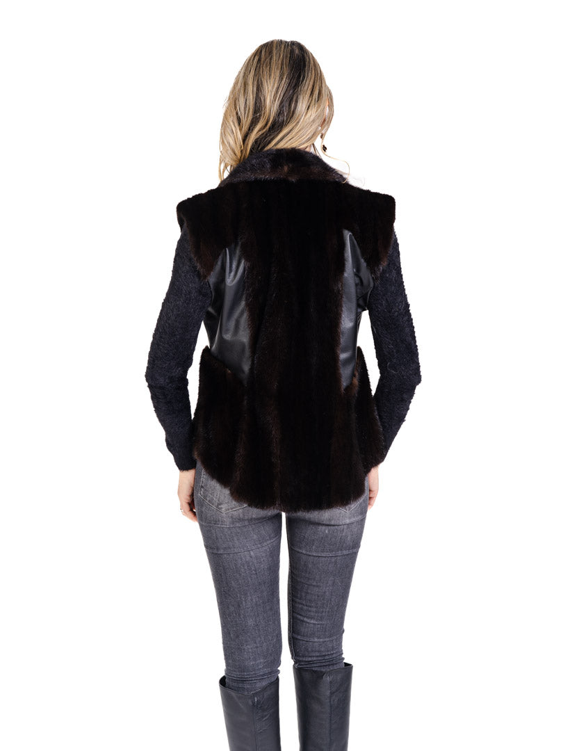 Mink and Leather Vest Vests Starlight Furs