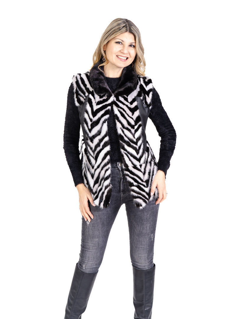 Mink Vest With Leather Inserts Vests Starlight Furs