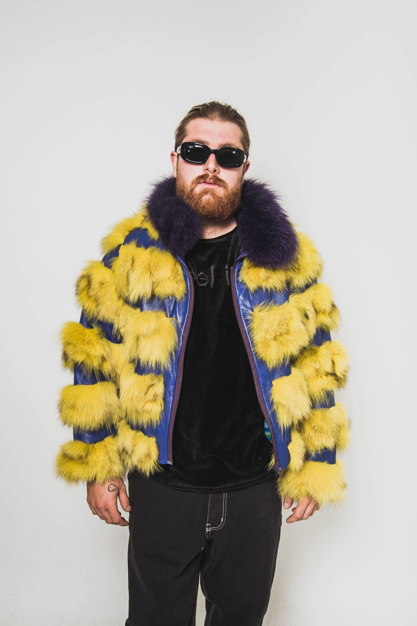 Short Bolero Jacket Fox and Leather men's Starlight Furs