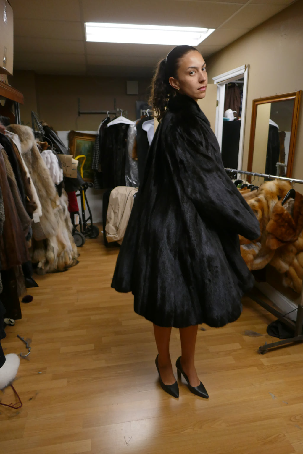 Swing Tuxedo Black Fur Coat