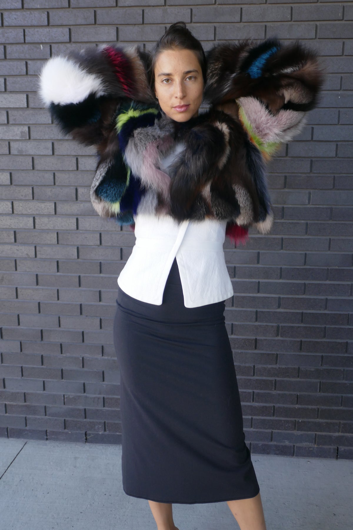 Multicolour Fox Fur Jacket