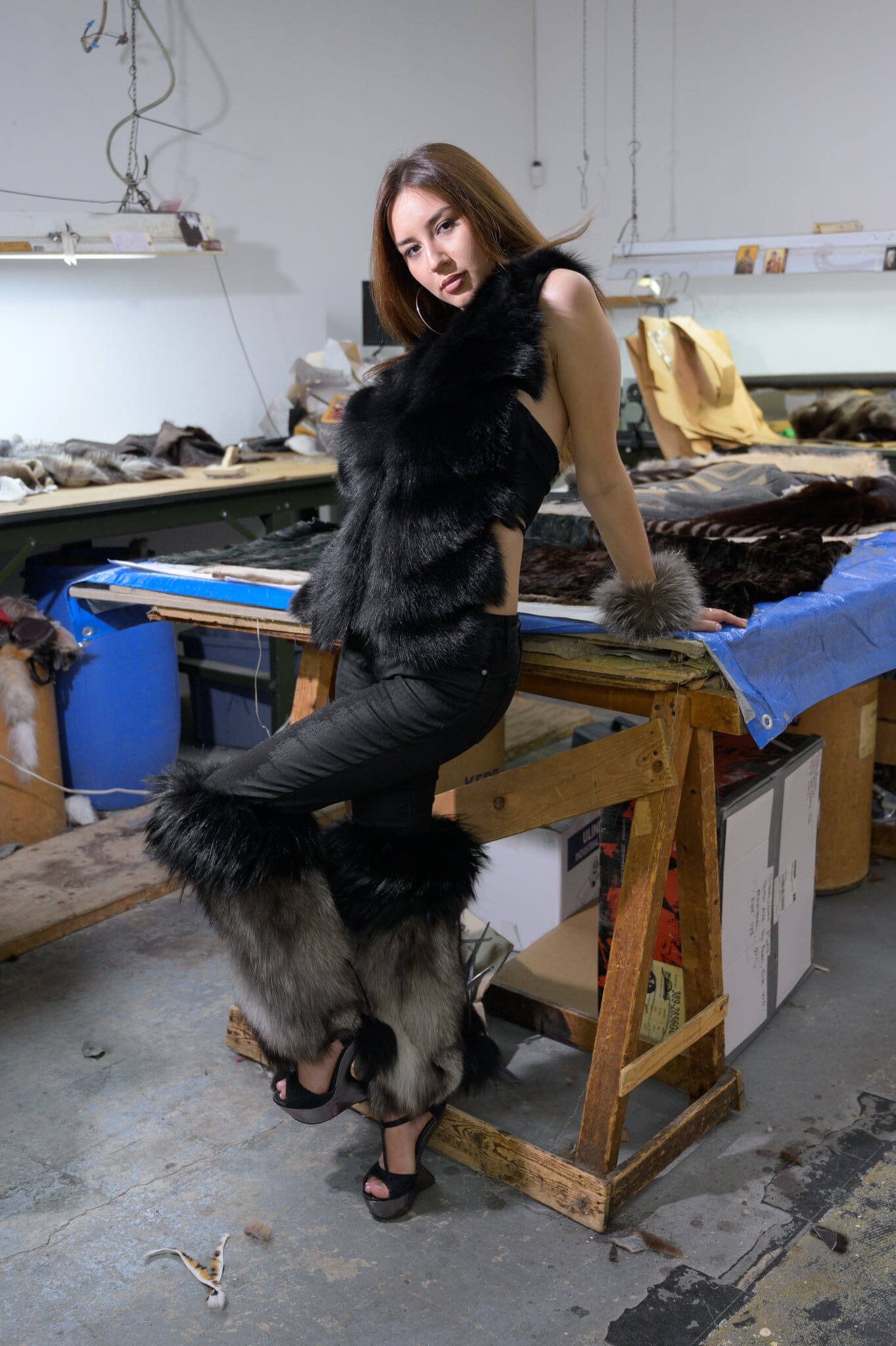 Backless Top in Black Fox Fur&nbsp; Accessories Starlight Furs 