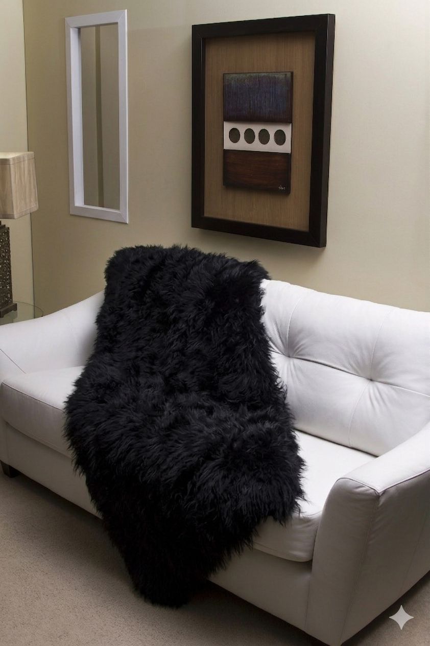 Black Alpaca Fur Blanket Blankets Starlight Furs 