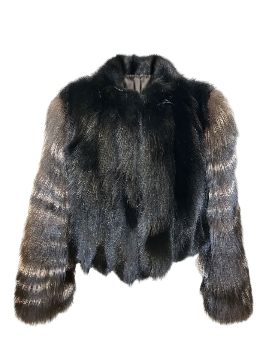 Black And Brown Fox Cropped Jacket Starlight Furs 