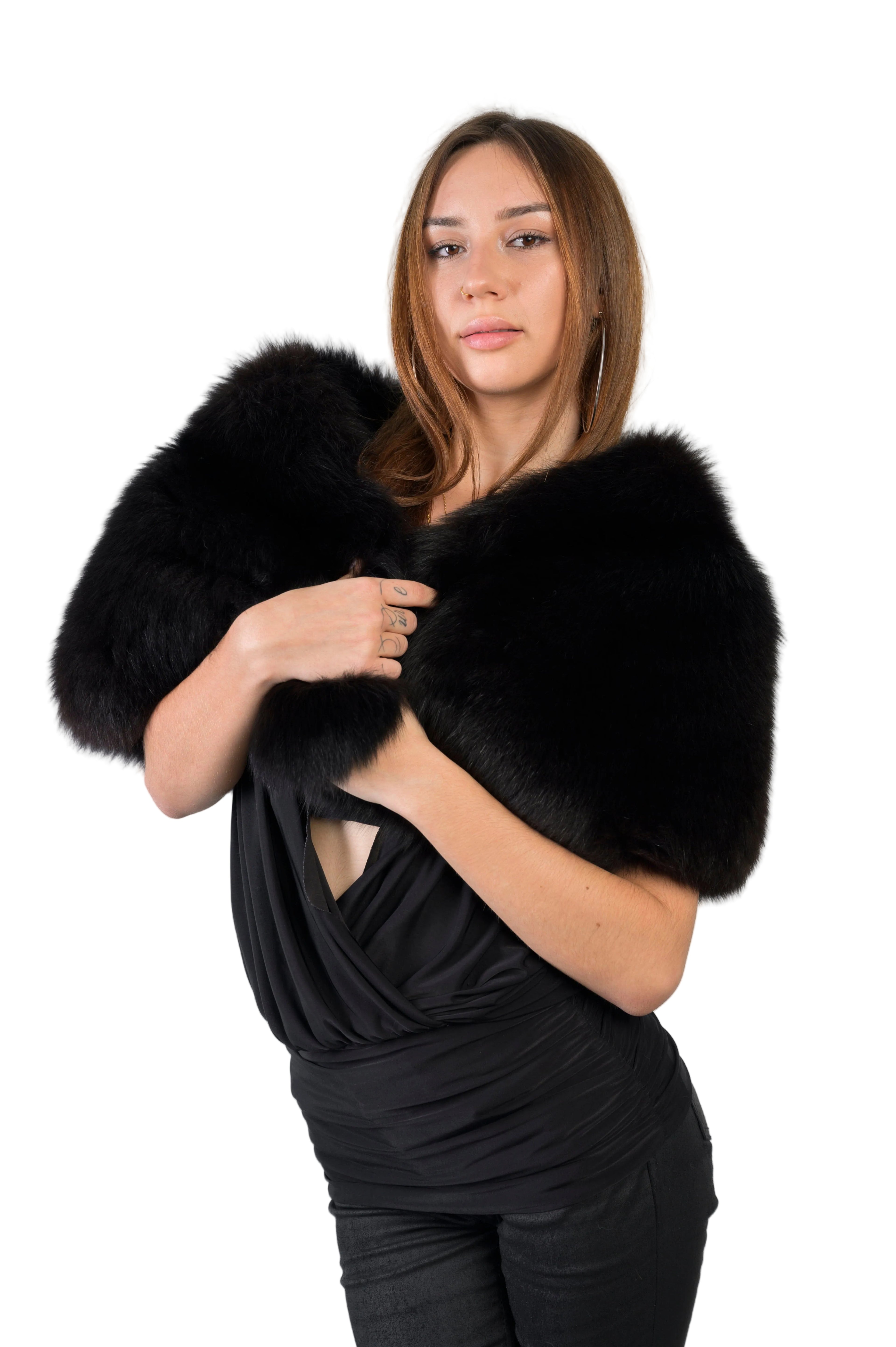 Black Fox Fur Collar Accessories Starlight Furs 