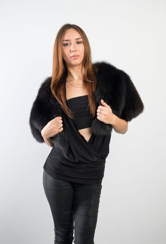 Black Fox Fur Collar Accessories Starlight Furs 