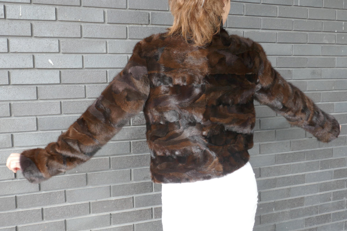 Brown Mink Jacket with Sections Fur Jacket Starlight Furs 