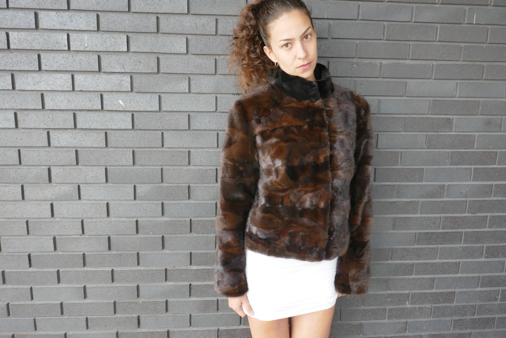 Brown Mink Jacket with Sections Fur Jacket Starlight Furs 