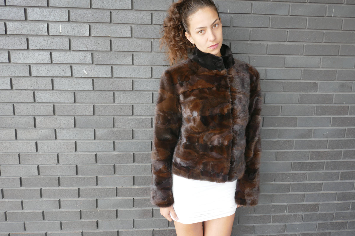 Brown Mink Jacket with Sections Fur Jacket Starlight Furs 