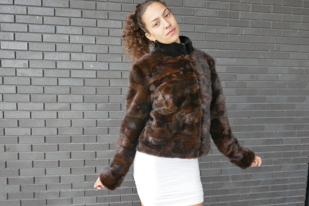 Brown Mink Jacket with Sections Fur Jacket Starlight Furs 