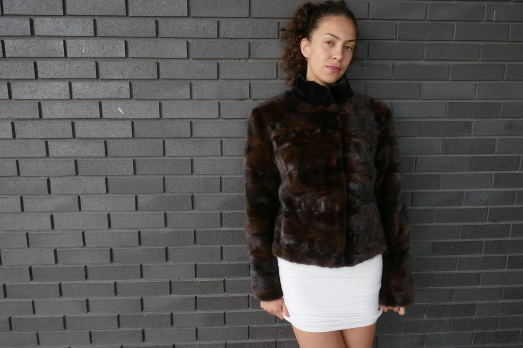 Brown Mink Jacket with Sections Fur Jacket Starlight Furs 