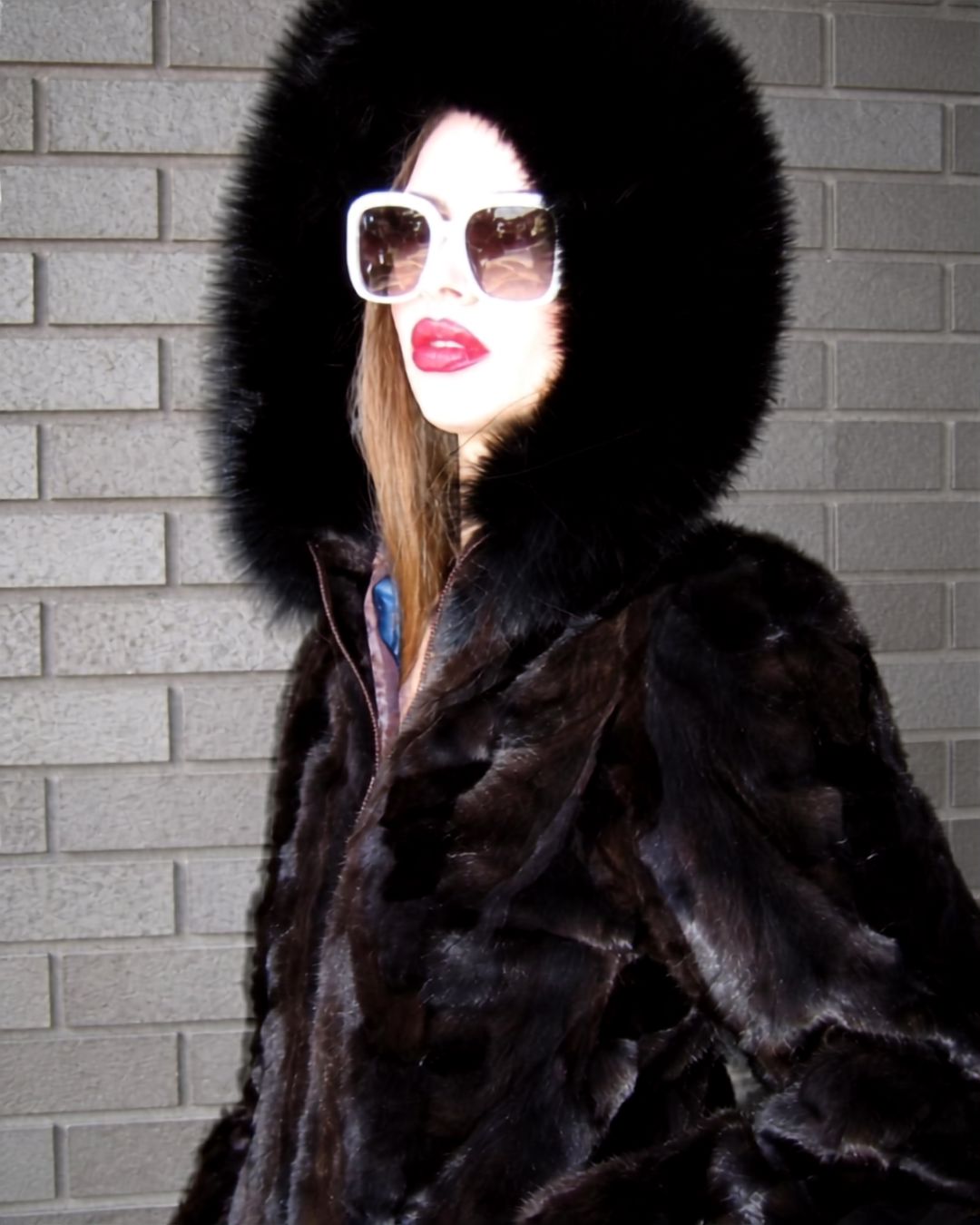 Brown Mink Short Parka with Fox Trim Hood Fur Coat Starlight Furs 