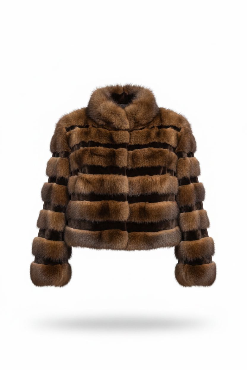 Canadian Dark Brown Sable Cropped Jacket sectionned Fur Jacket Starlight Furs 