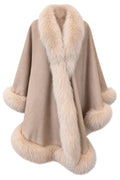 Cream Brown Alpacca Shawl with fox trim Capes Starlight Furs 