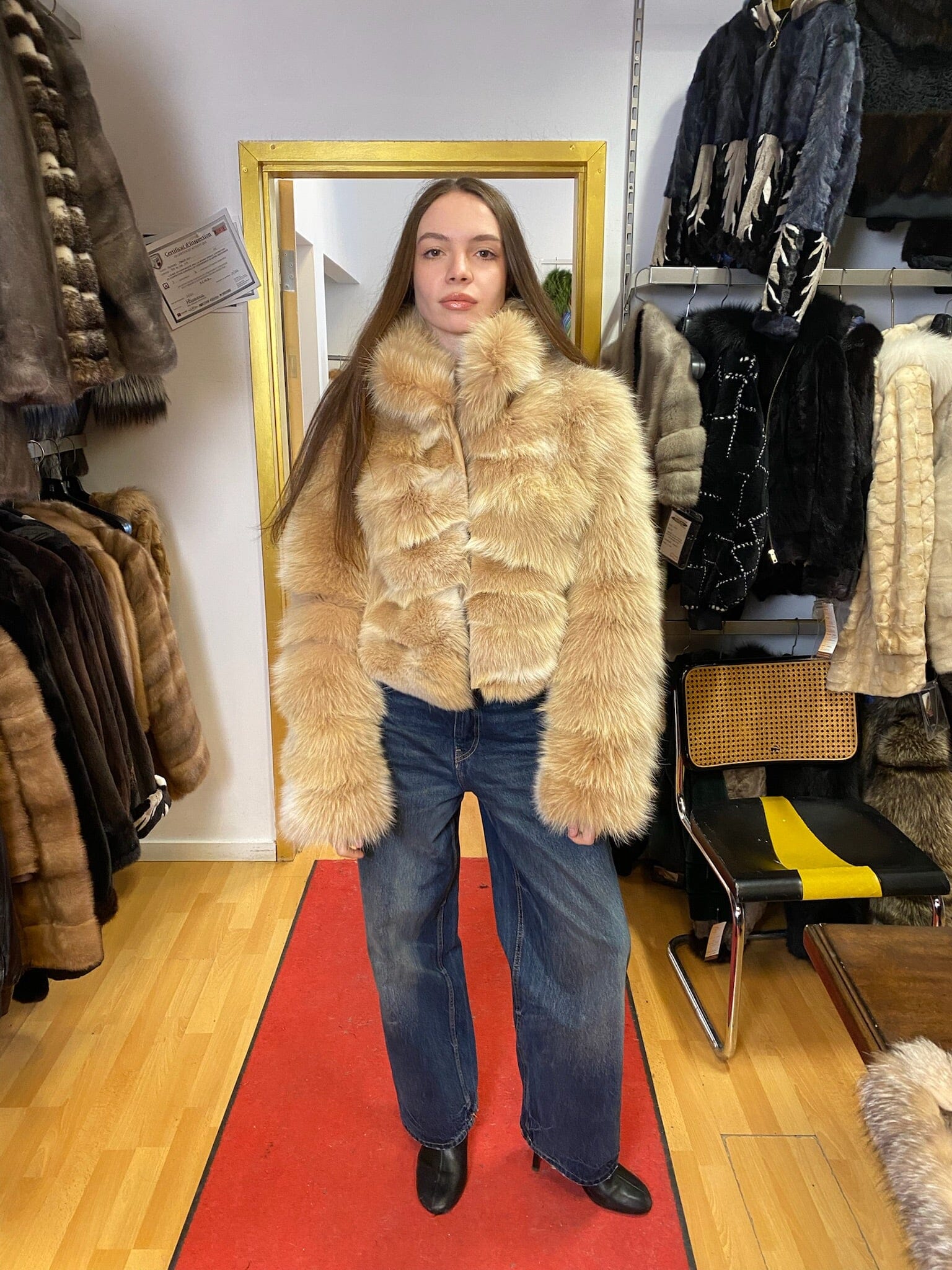 Cropped Fox Fur Jacket (Brown) Jackets Starlight Furs 