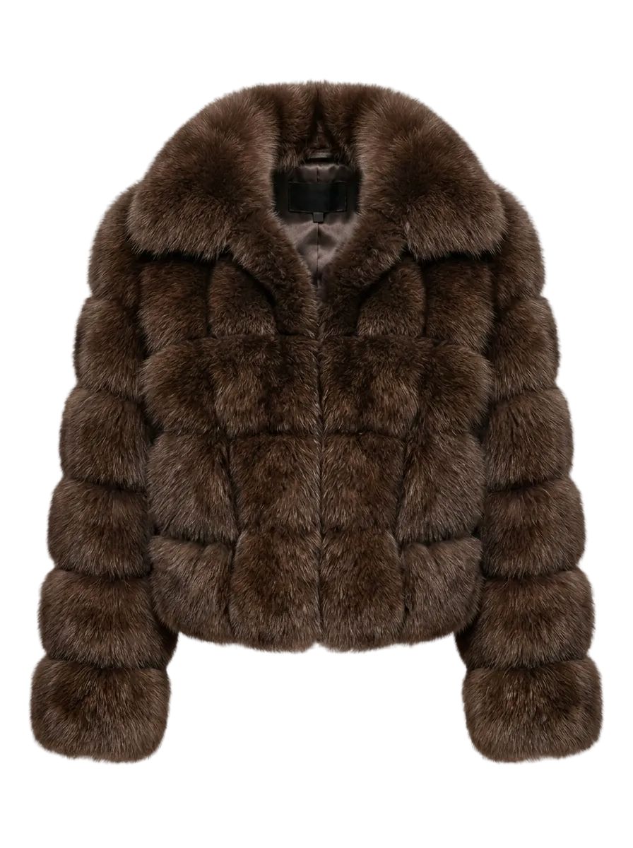 Cropped Fox Fur Jacket (Brown) Jackets Starlight Furs 