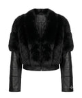 Cropped Fox Jacket With Baby Lamb Leather in Black – Starlight Furs Starlight Furs 