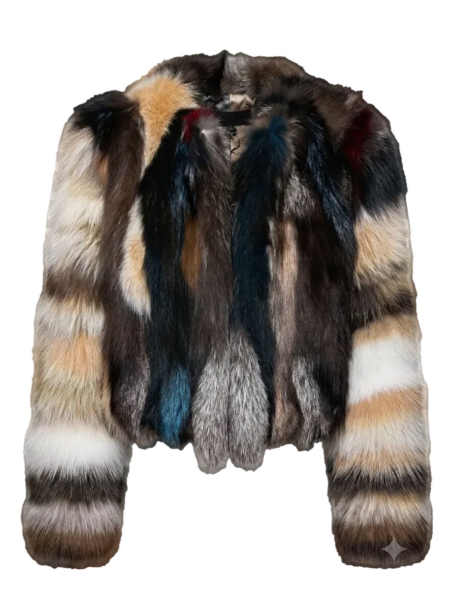 Cropped Multicolored Fox Jacket Fur Jacket Starlight Furs 