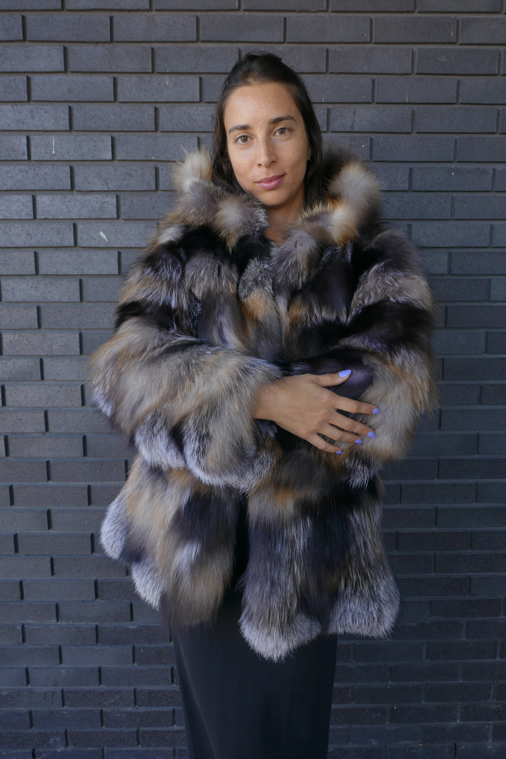 Crystal Fox Hooded Jacket Starlight Furs 