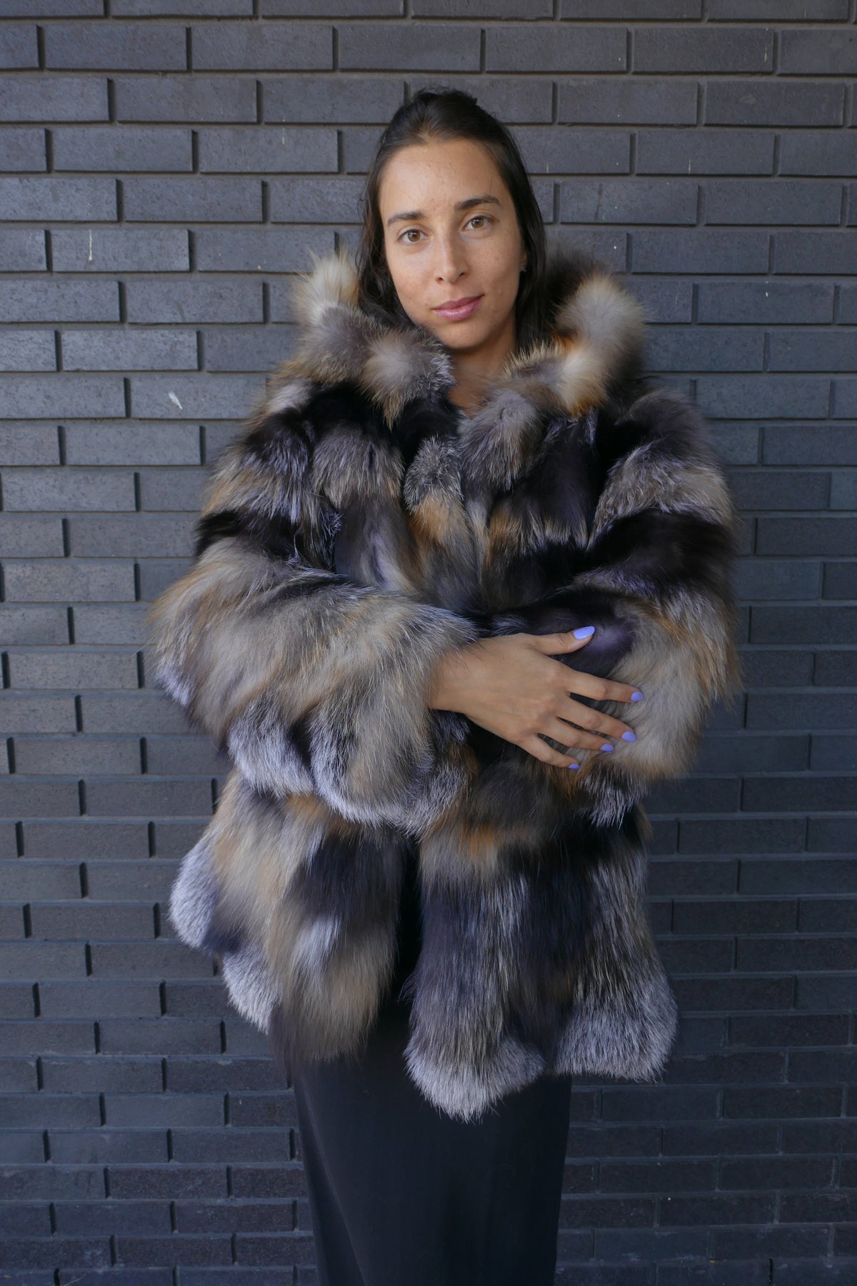 Crystal Fox Hooded Jacket Starlight Furs 