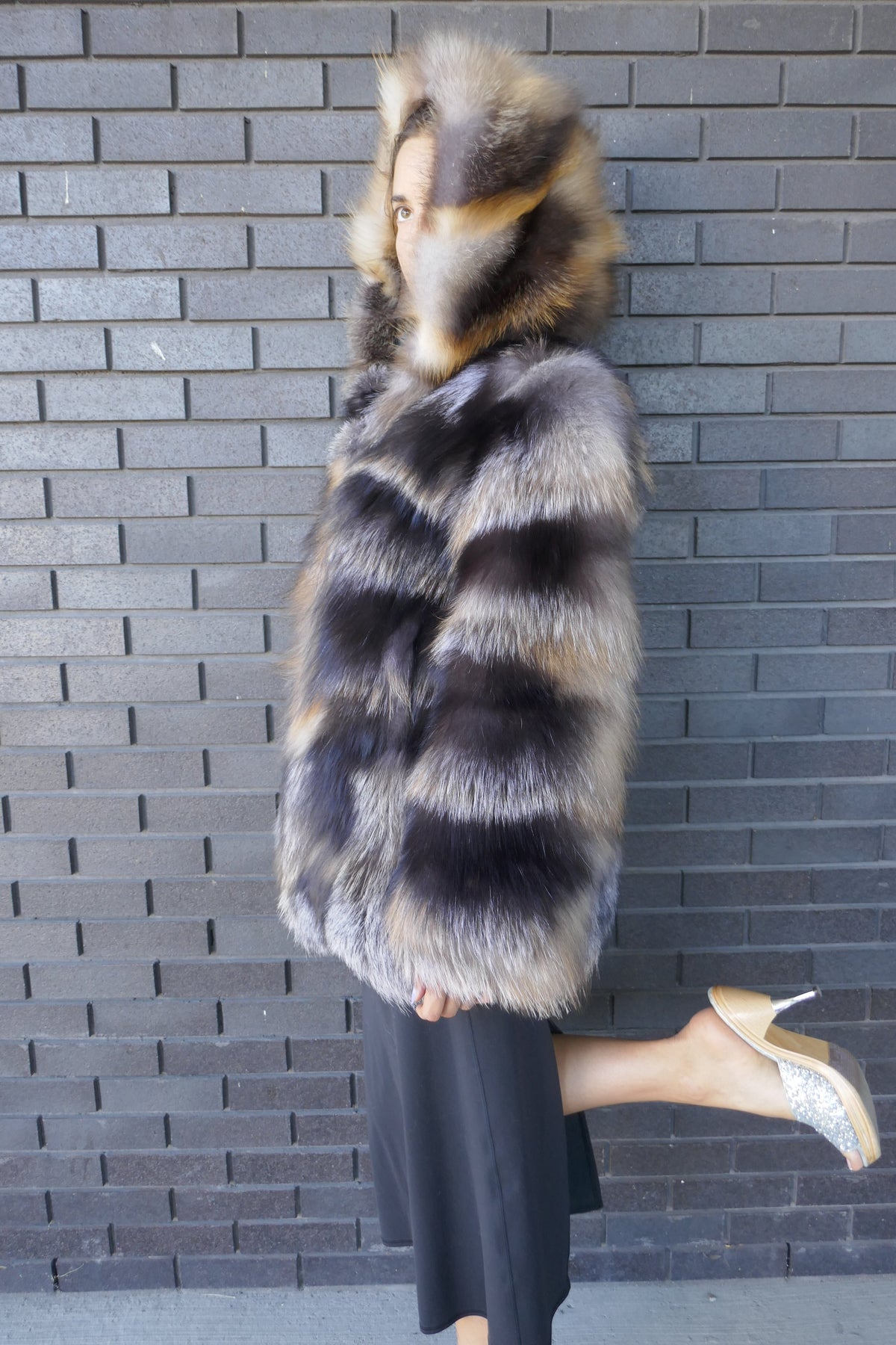 Crystal Fox Hooded Jacket Starlight Furs 