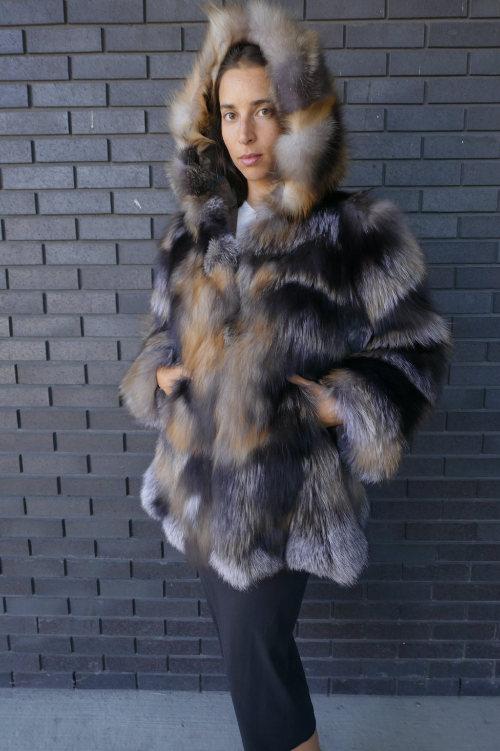 Crystal Fox Hooded Jacket Starlight Furs 