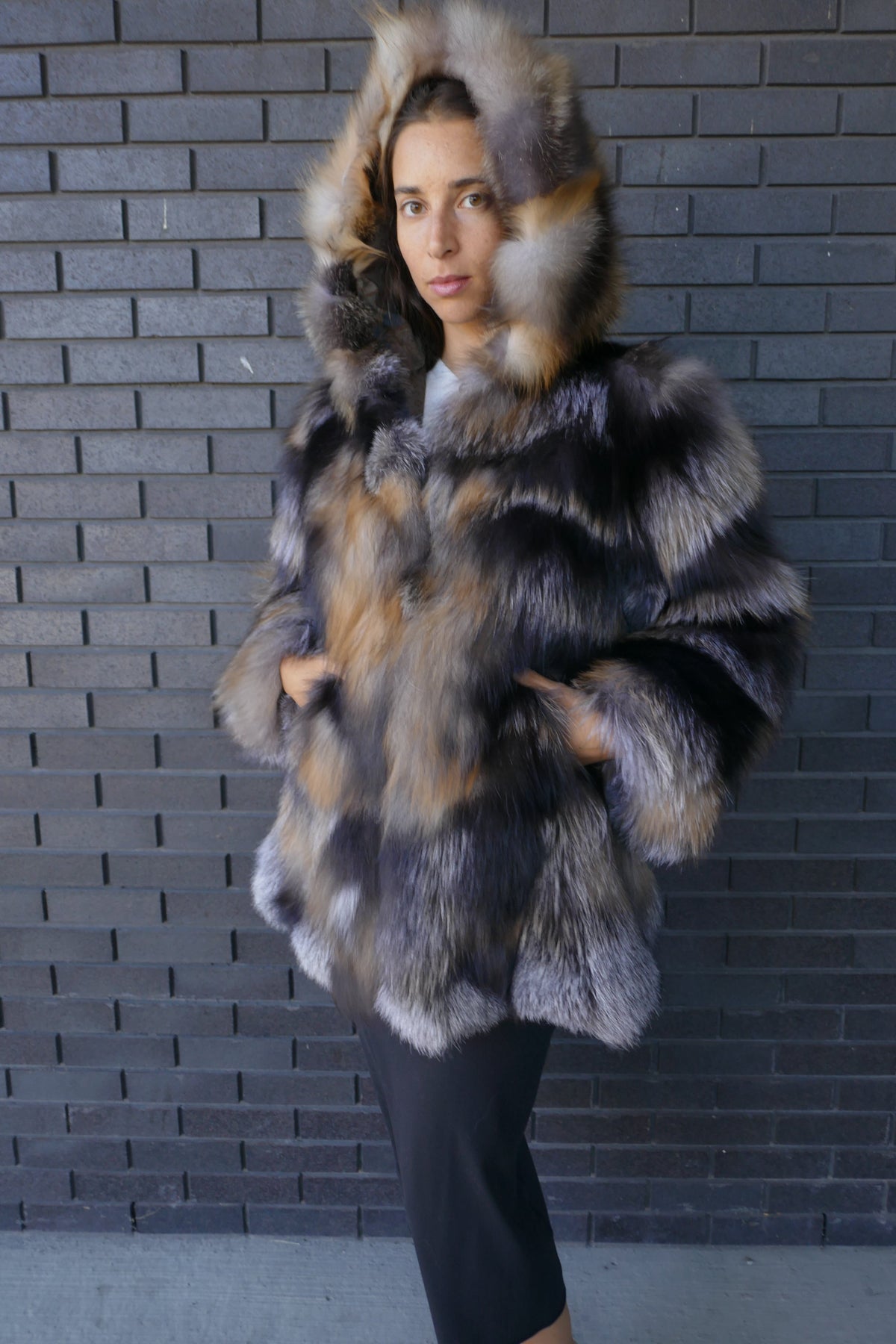 Crystal Fox Hooded Jacket Starlight Furs 