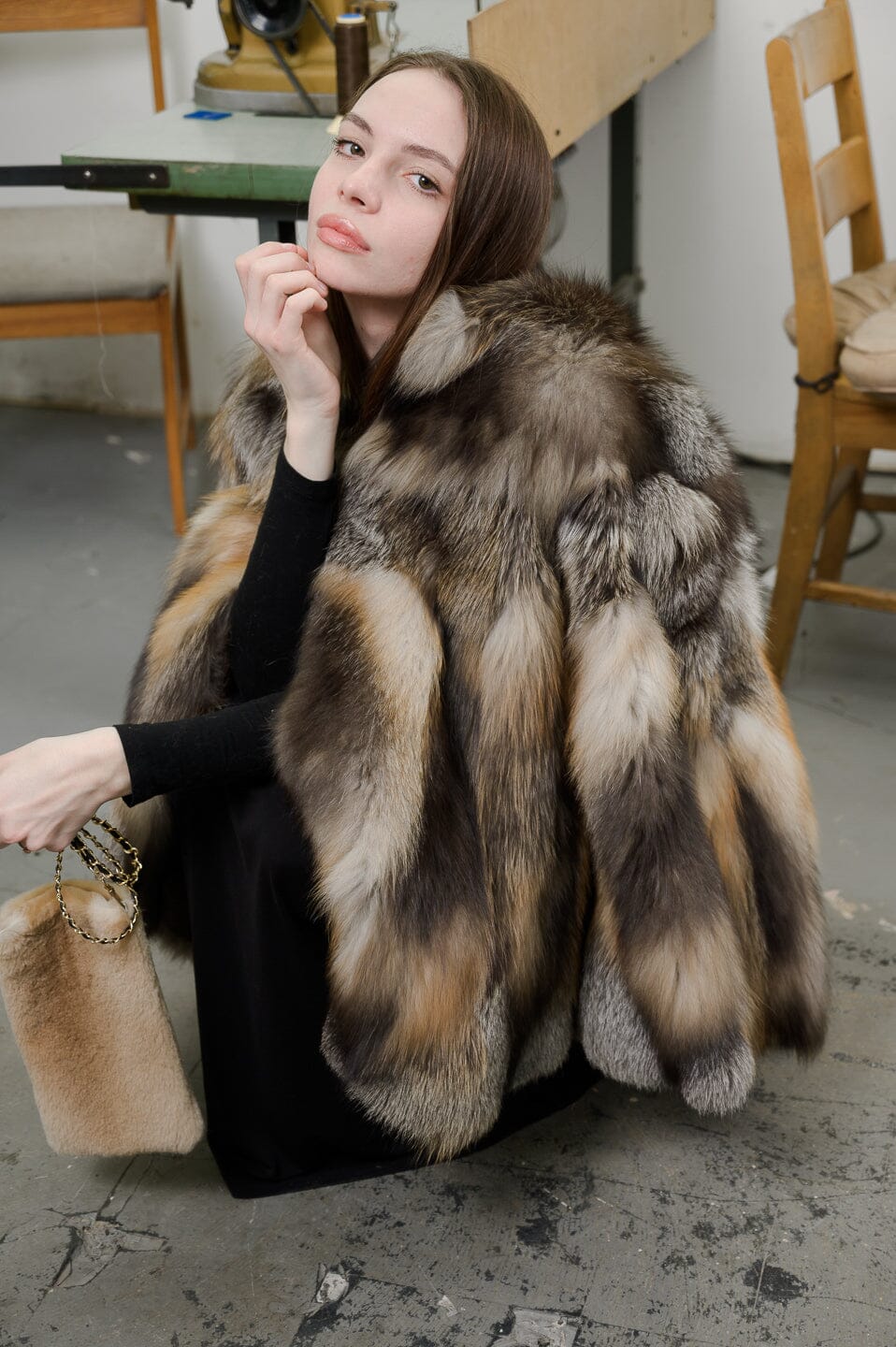 Crystal Fox Short Cape Capes Starlight Furs 