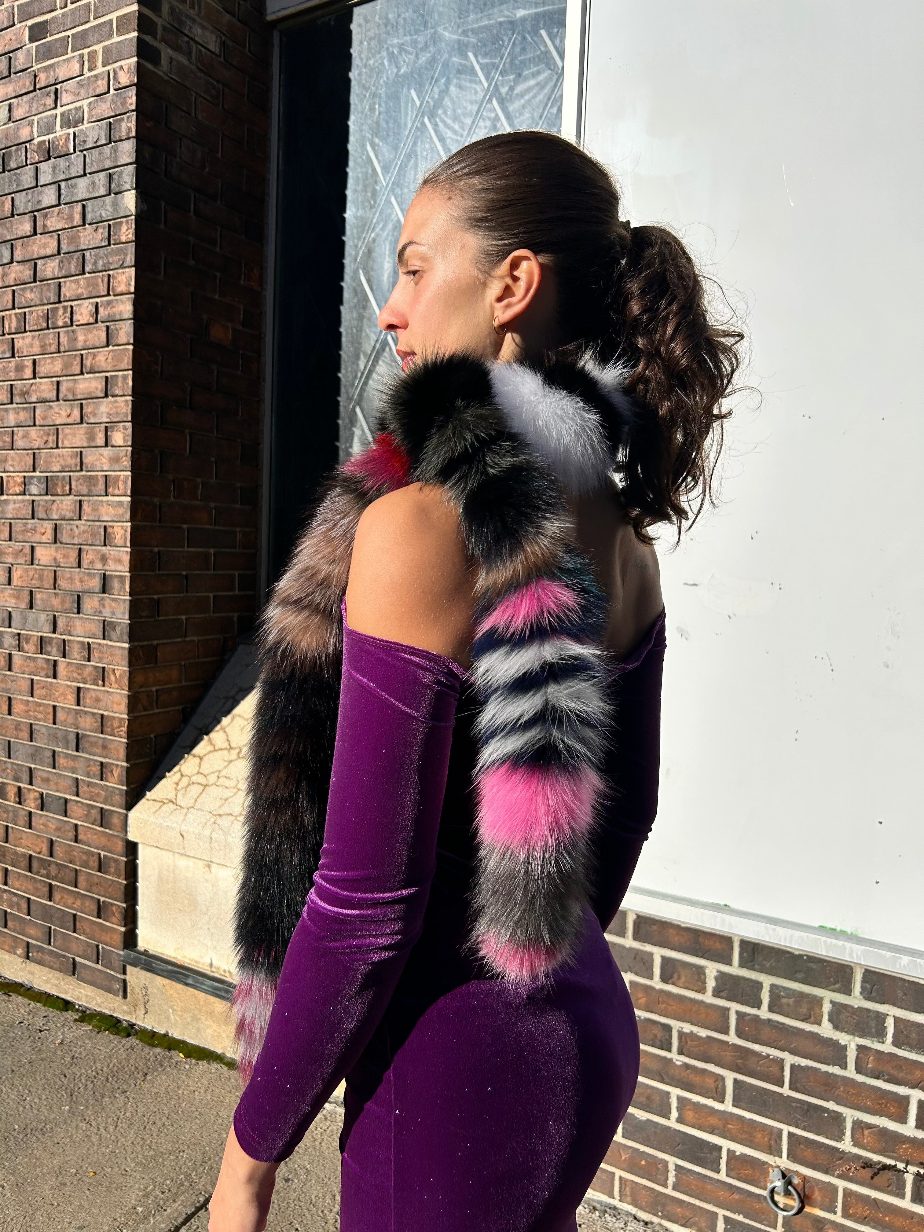 Dark Multicolor Fox Fur Scarf | Starlightfurs Starlight Furs 