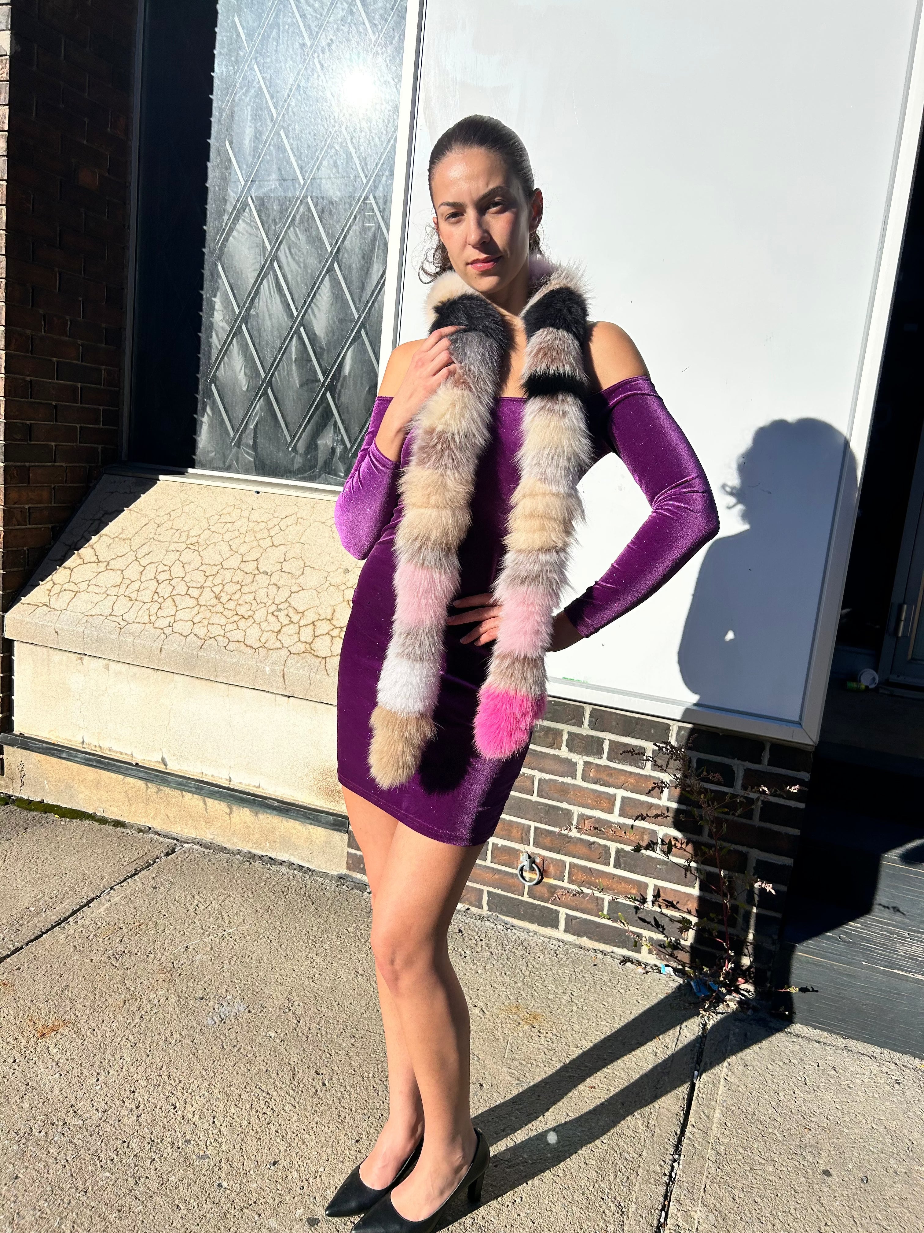 Dark Multicolor Fox Fur Scarf | Starlightfurs Starlight Furs 