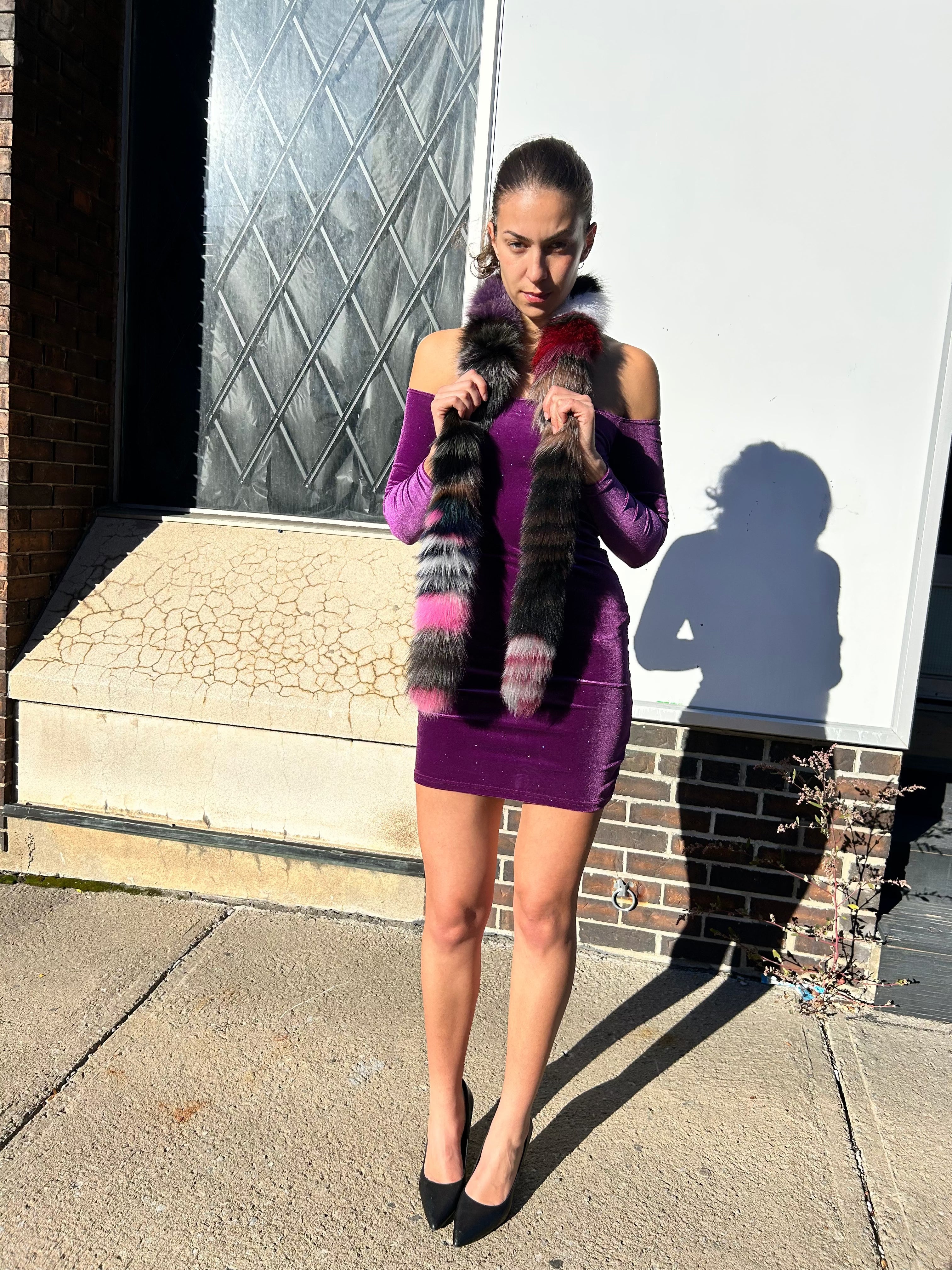 Dark Multicolor Fox Fur Scarf | Starlightfurs Starlight Furs 