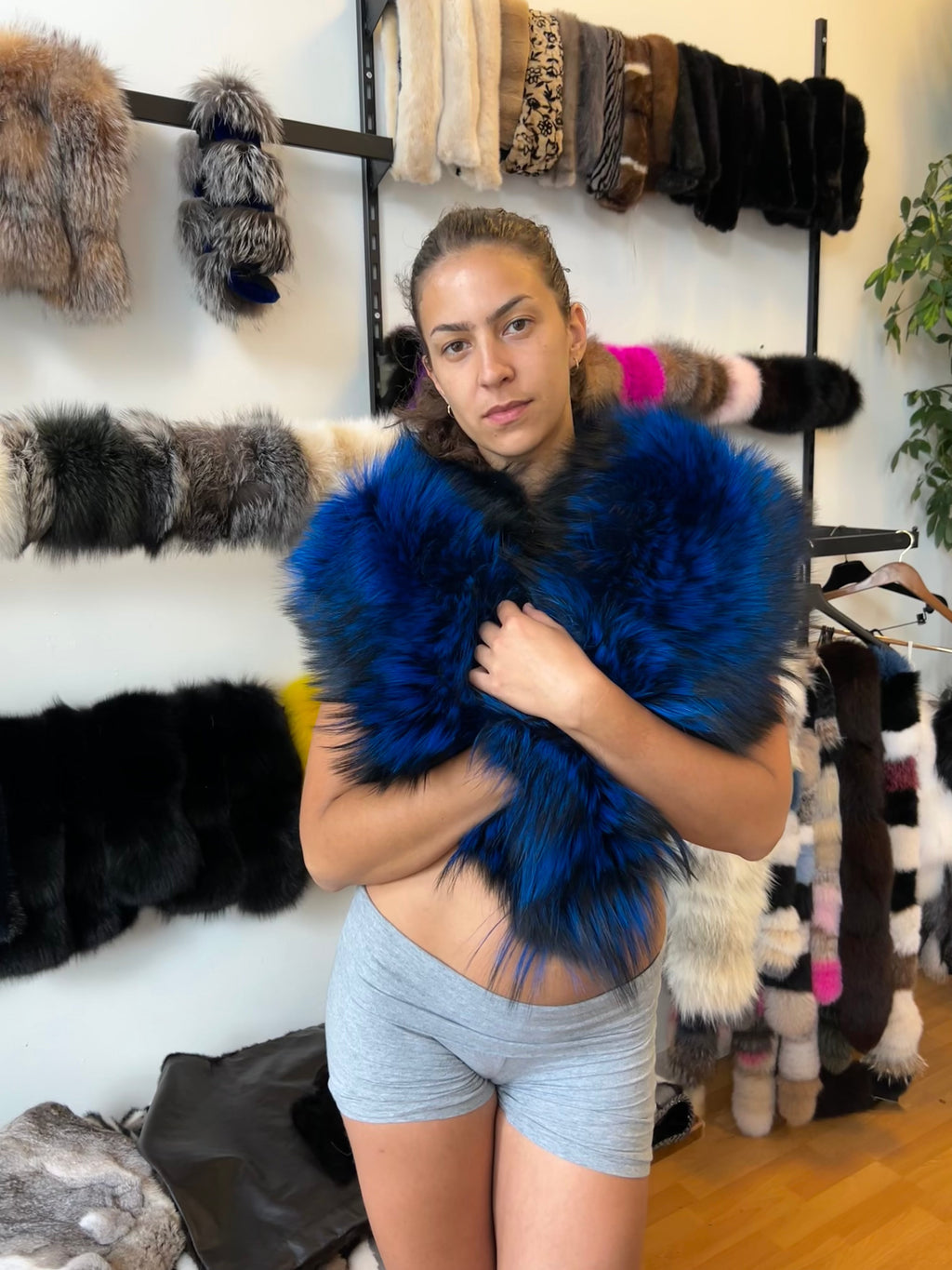 Fox Fur Collar in Blue or Purple Starlight Furs 