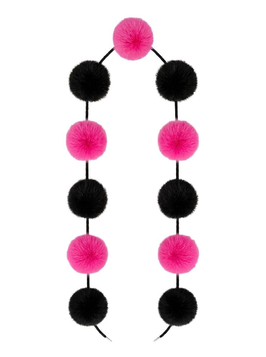 Fox Fur Pompom Scarf Starlight Furs Pink/Black 