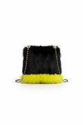 Fox Fur Purses & Hand Muffs Accessories Starlight Furs Black Fox Body and Yellow trim Bag 