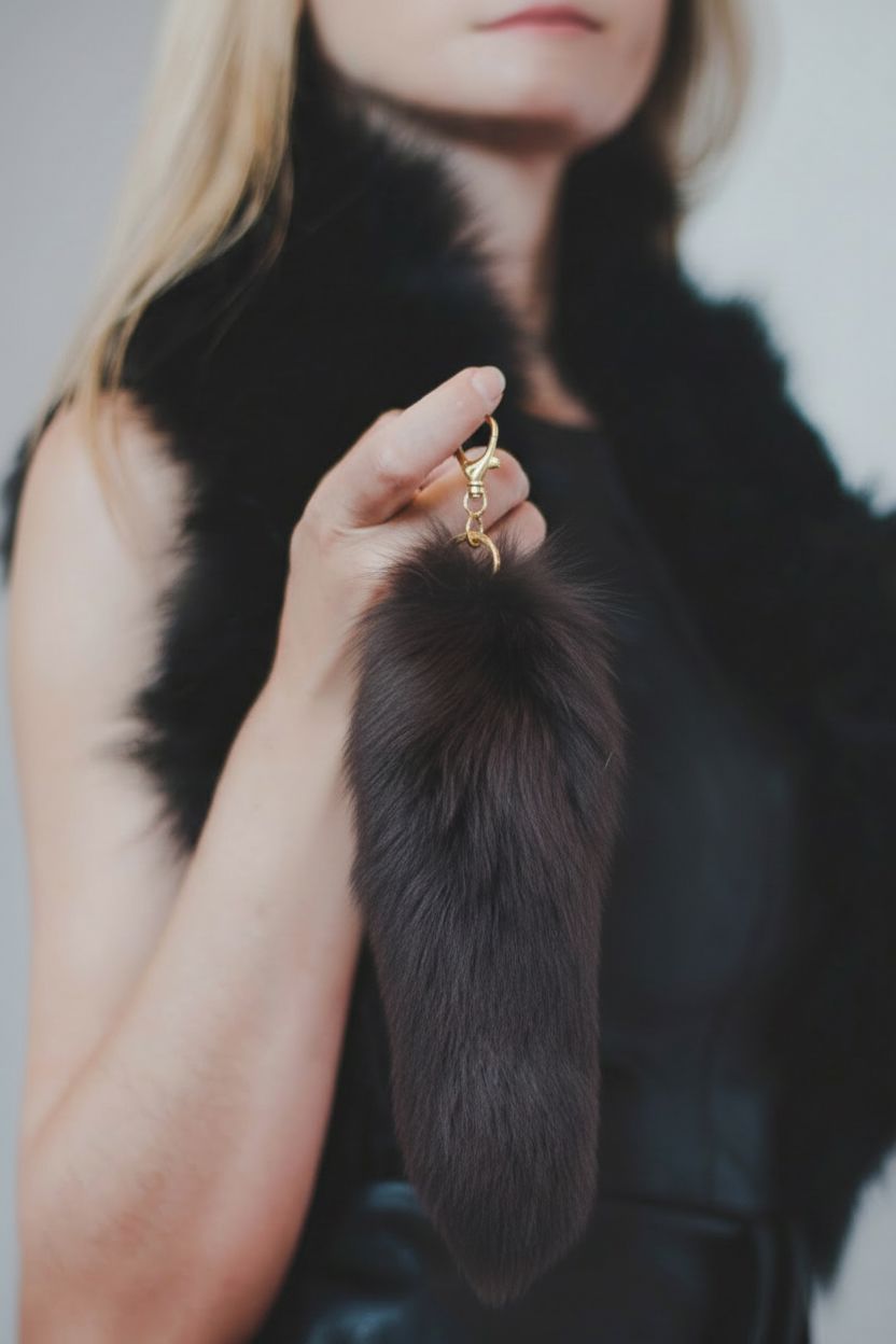 Fur Keychains Fox Tails Accessories Starlight Furs Dark Brown 