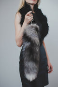 Fur Keychains Fox Tails Accessories Starlight Furs Silver and Black 