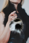 Fur Pompom Key Holder Accessories Starlight Furs Black and white 