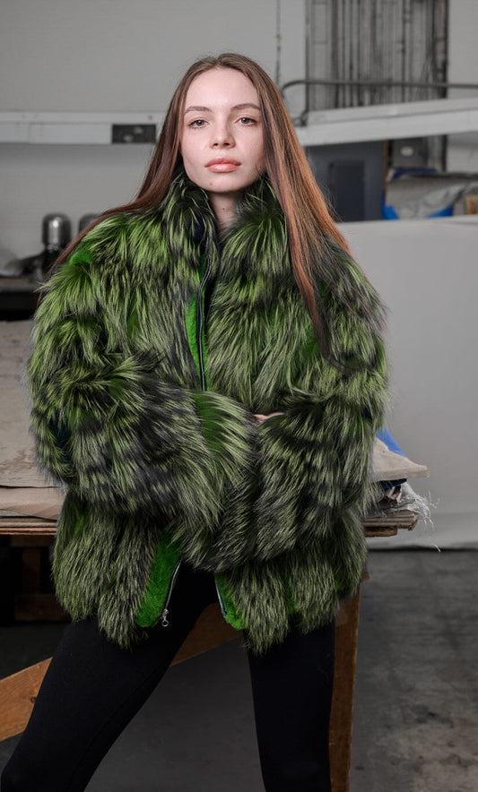 Green Fox Zip Up Jacket Coats & Jackets Starlight Furs 