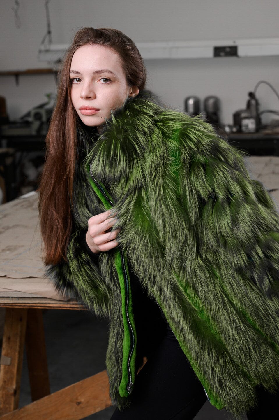 Green Fox Zip Up Jacket Coats & Jackets Starlight Furs 