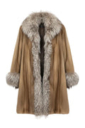 Grey Lutetia Mink Coat with Crystal Fox Trim Fur Coat Starlight Furs 